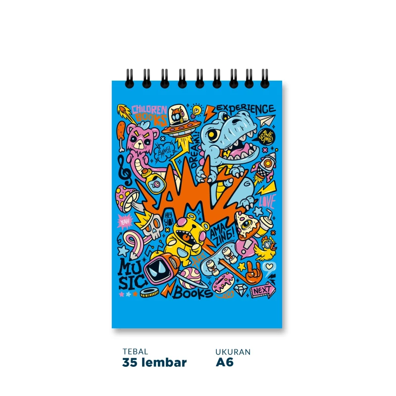 Blocknote Blue Dino Amz - A6