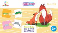 Puzzle Pintar: Mom  Dan  Baby Sea  Dan  Wild Animals