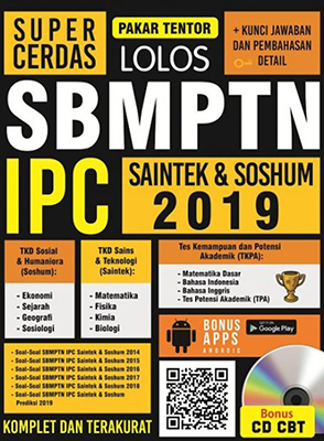 Super Cerdas Lolos Sbmptn Ipc Saintek  Dan  Soshum 2019 Bonus Cd Cbt