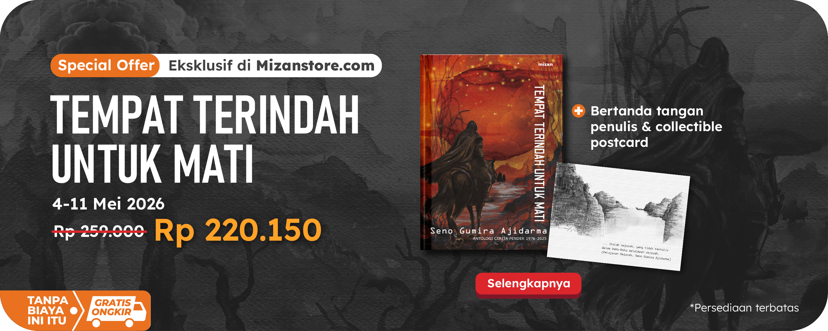 Tempat Terindah Untuk Mati - Edisi Eksklusif Bertanda Tangan Penulis + Postcard